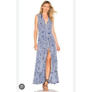 Poupette St. Barth Blue Fanciful Abstract Clara Maxi Dress US 2